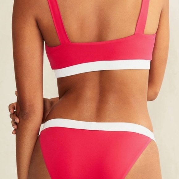 NWT Onia Zoe Tricot Bikini Top in Raspberry/White - Picture 6 of 10